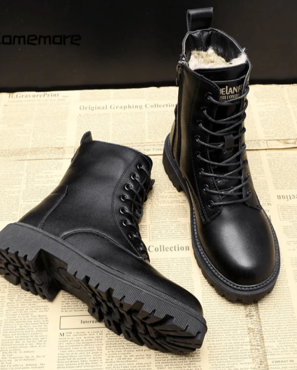 Andrea™ | Luxury Black Leather Winter Boots